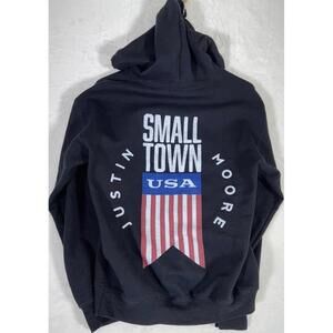 Justin Moore Pullover  Hoodie Jacket Sz S Unisex VGC  “Small Town USA” Merch